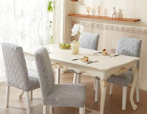 Generic Brown Jacquard Dining Chair Slipcover Set (6 Pieces) - Washable