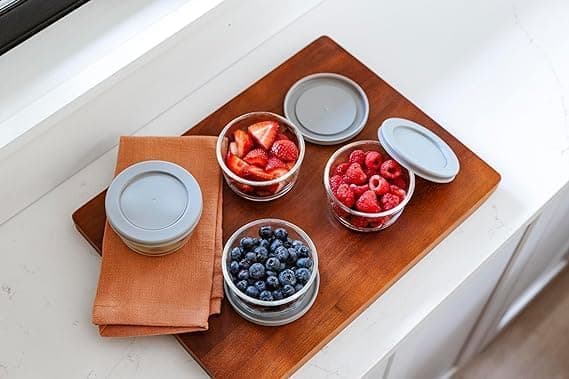 Generic Glass Food Containers with Silicone Lids - Set of 3, Red, 350ml