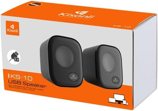مكبرات صوت KS-10 2.0 تعمل بمنفذ USB، مخرج 6 واط، مدخل ايه يو اكس 3.5 ملم - اسود