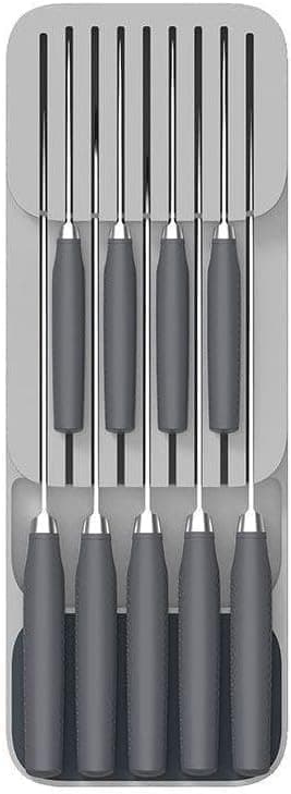 Knife Drawer Organizer - Multi-Layer Design - Holds 10 Knives - Grey