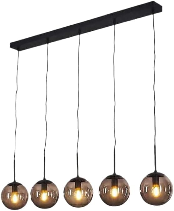 Meshkah Lighting Glass Pendant Lamp with 5 Heads - Metal Construction - Ceiling Mounted