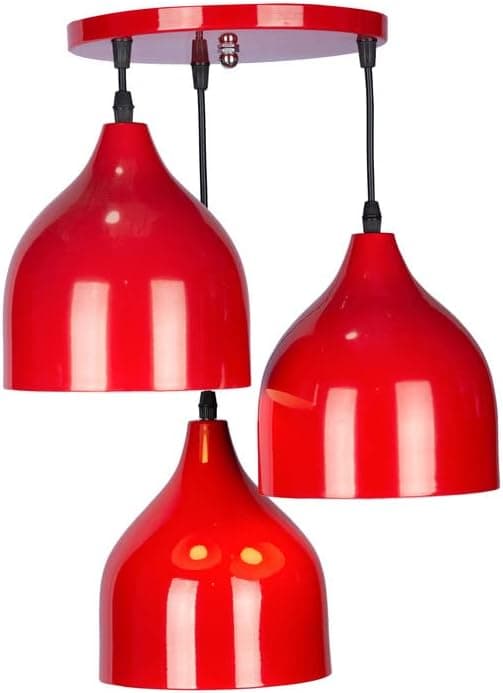 Generic Red Plastic Flush Mount Ceiling Light - Decorative Art Deco Chandelier