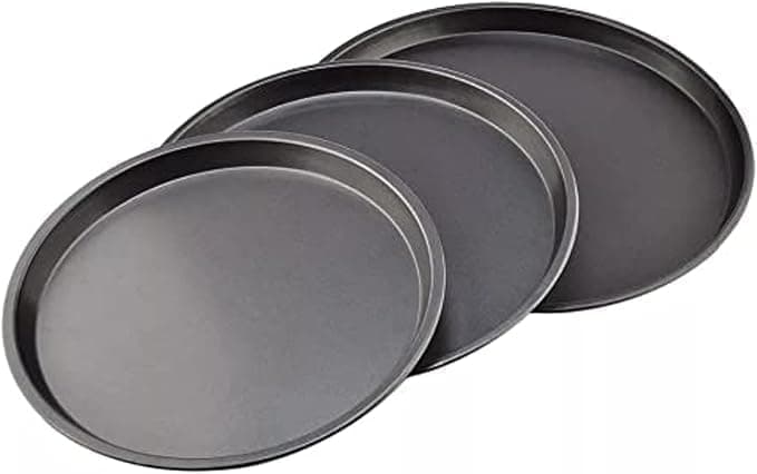 Generic 3-Piece Pizza Pan Set - Black Alloy Steel - Oven Safe