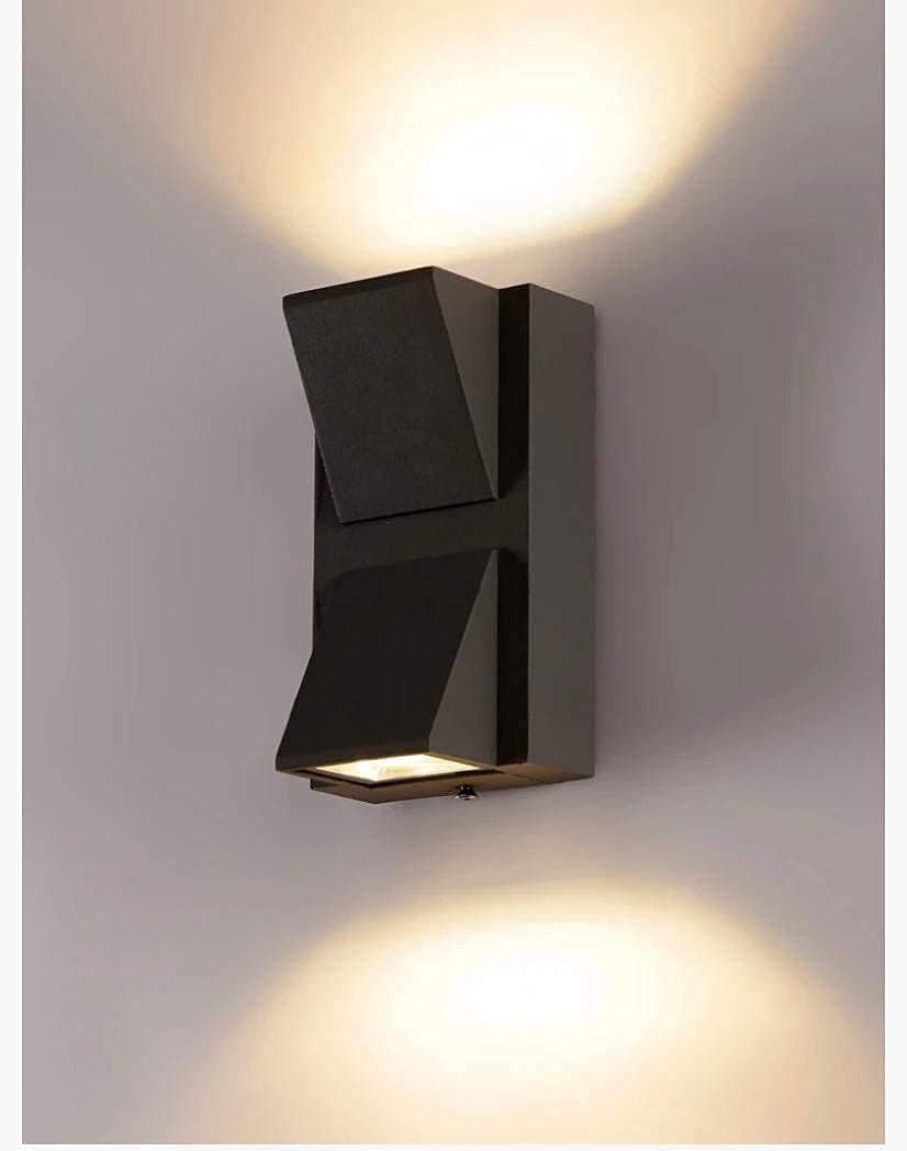 Modern Black Metal LED Outdoor Wall Light - Adjustable Beam Angle - Warm White - Mishkah Lighting