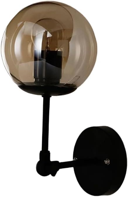 Mishkah Lighting Metal Wall Sconce with Smoky Ball Lid