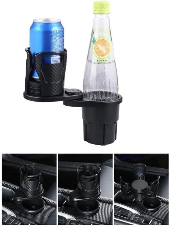 Carbon Fiber 2 Cup Holder Expander with 360° Rotating Base