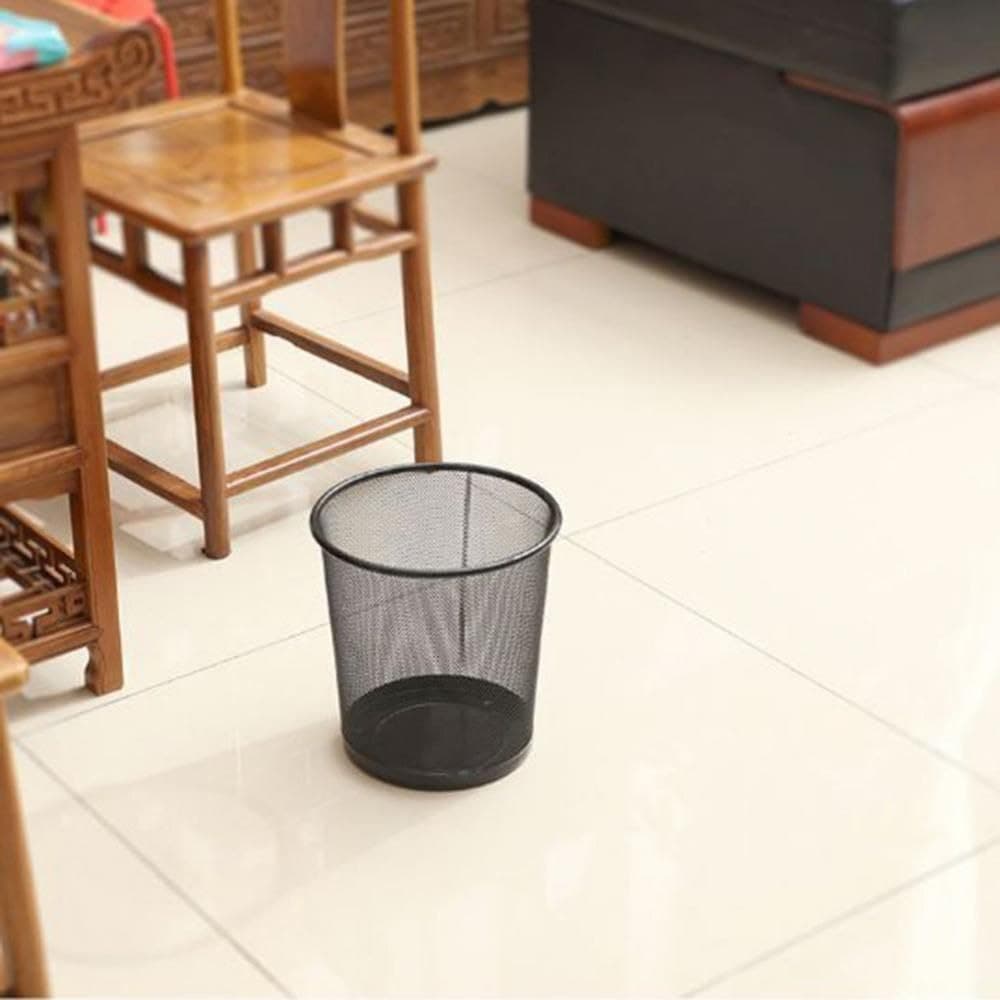 Metal Mesh Trash Can - 25L Capacity, Lightweight, Black - Home & Office