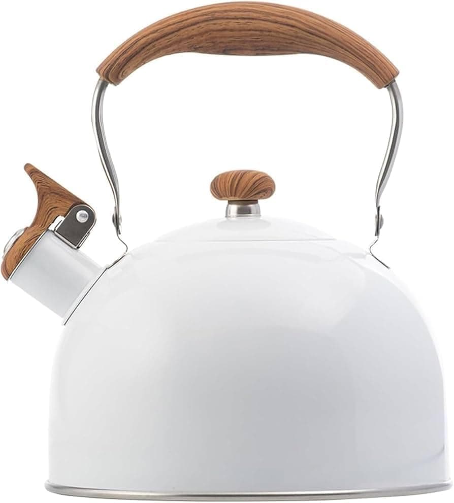 Generic Stainless Steel Kettle with Wooden Handle - 2.5L Capacity, White - Rust-Resistant & Modern Design