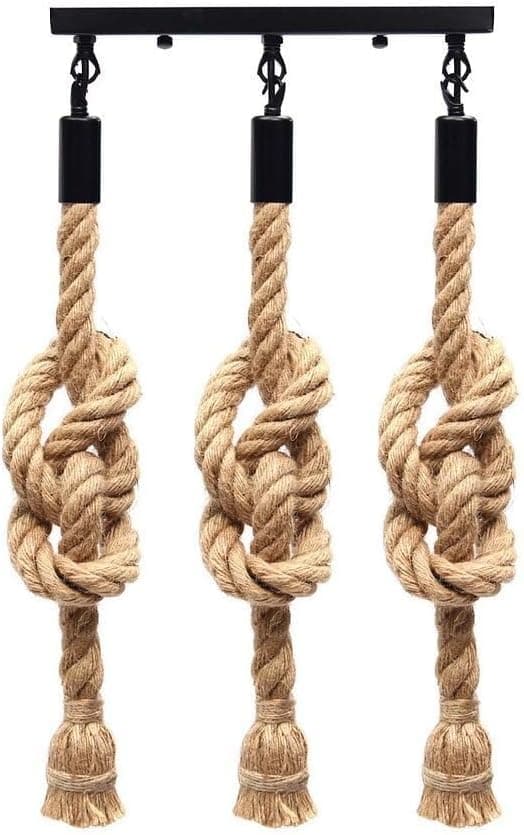 Mushkah Lighting Rustic Rope Hanging Lamp