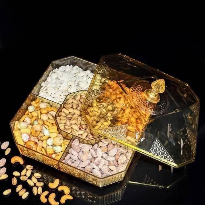 Elegant Acrylic Bonbonniere with 5 Compartments - Crystal Candy Tray