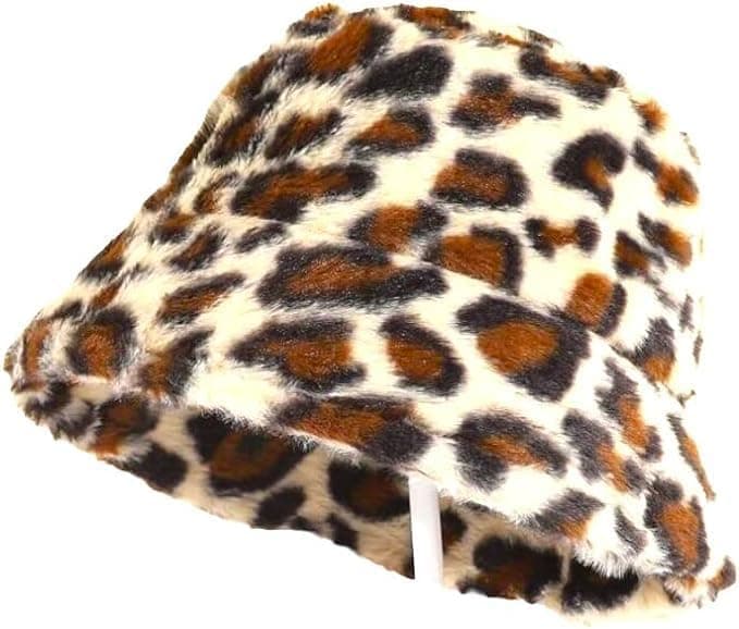 Fur bucket hat, 54 cm - brown beige