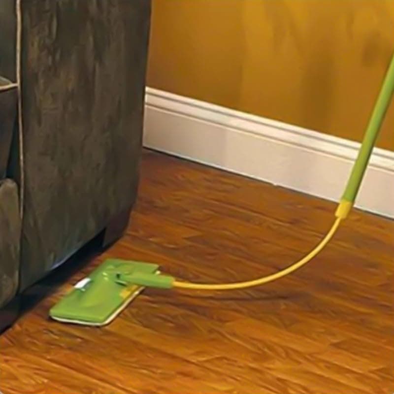 FLEX MOP, 360° Rotating Cleaning Head, Built-in Lighting for Dark Spaces, Extendable Handle for High Places, Suction Cup for Vertical Surfaces, Extra Cotton Pads, Green
