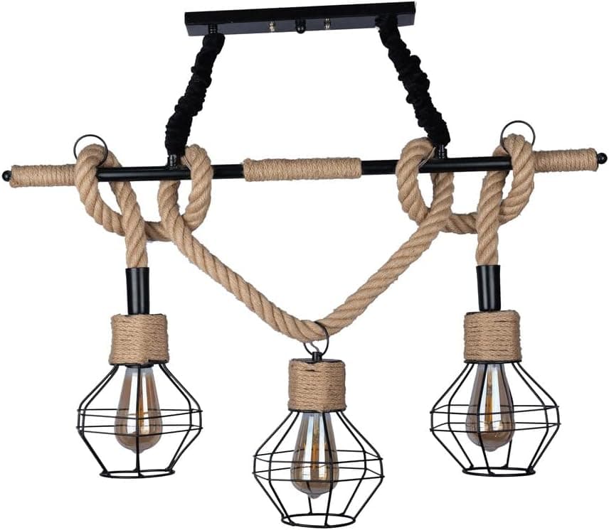 Modern Flax Rope Ceiling Light | Semi Flush Mount | 55x65 cm | Generic Brand