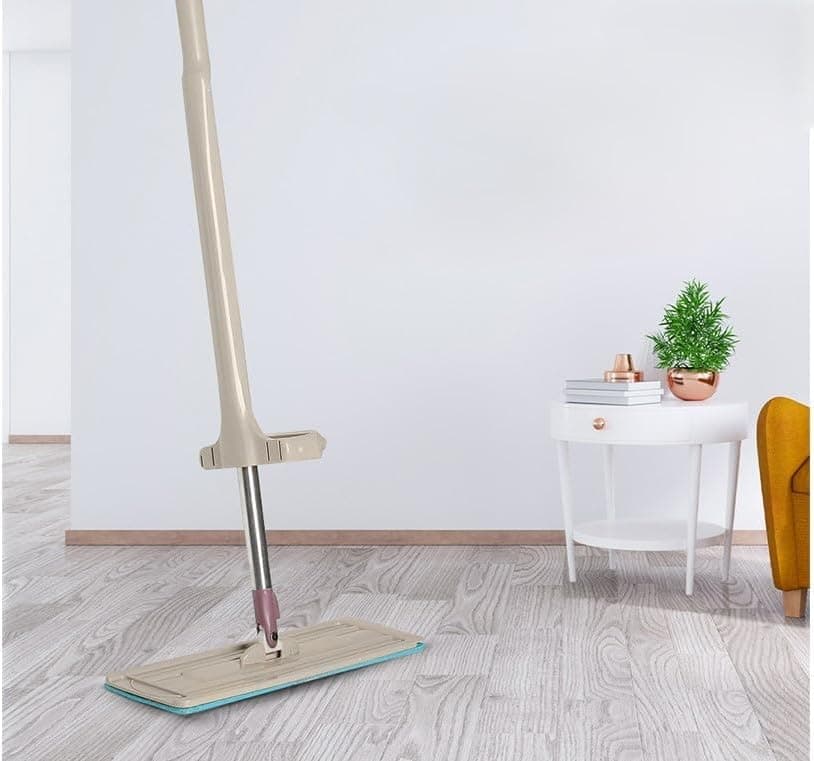 Easy-to-Compress Floor Wiper with 360-Degree Rotating Mop Head, Stainless Steel Handle, Plastic, Includes Spare Mop, Easy to Squeeze, Perfect for Tight Spaces, 113.5x35 cm