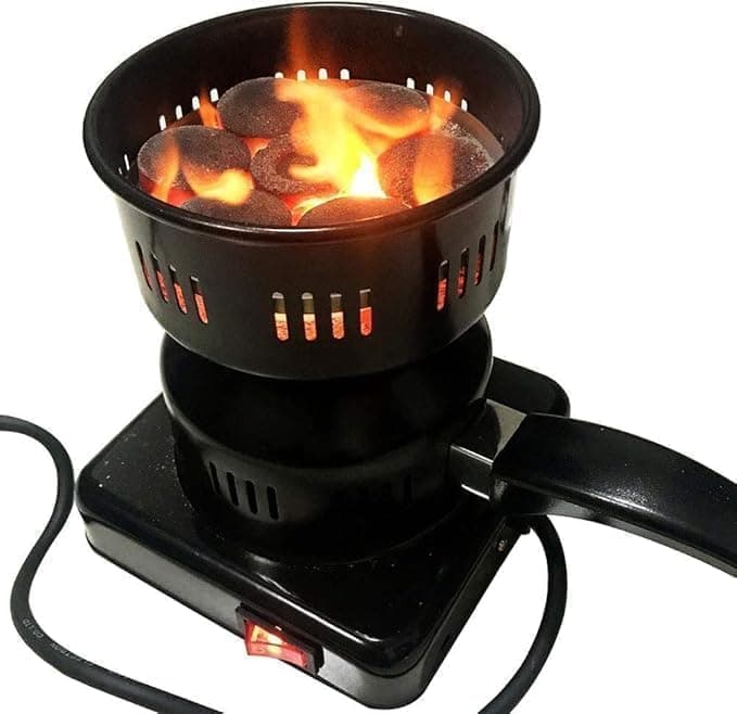 Electric Charcoal Starter & Burner Stove for BBQ, Porcelain Coated Steel, Black