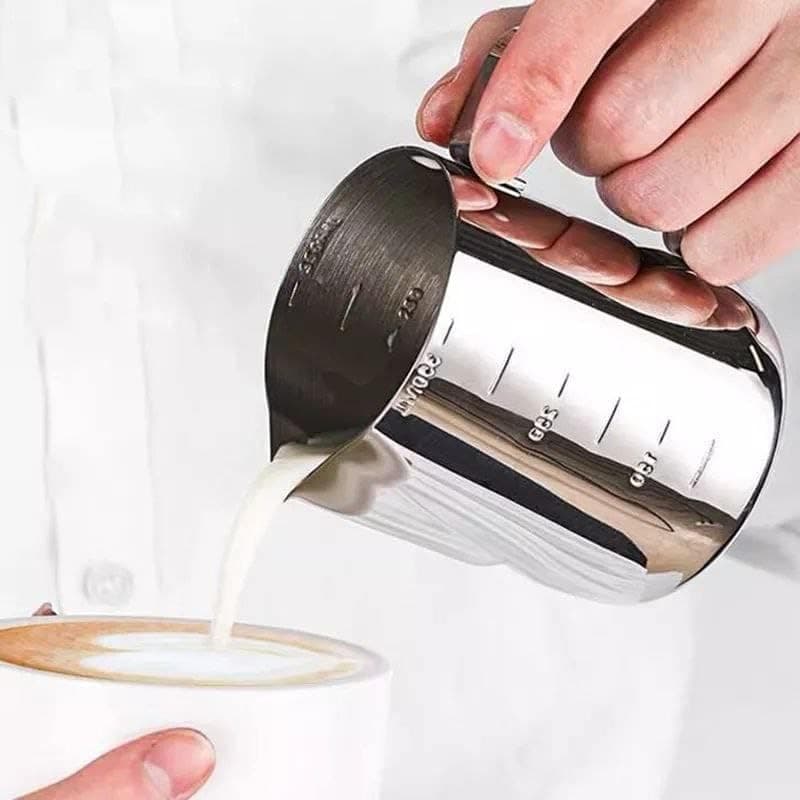 Edusicho Stainless Steel Milk Pitcher - 350ml, Rustproof Silver Pitcher