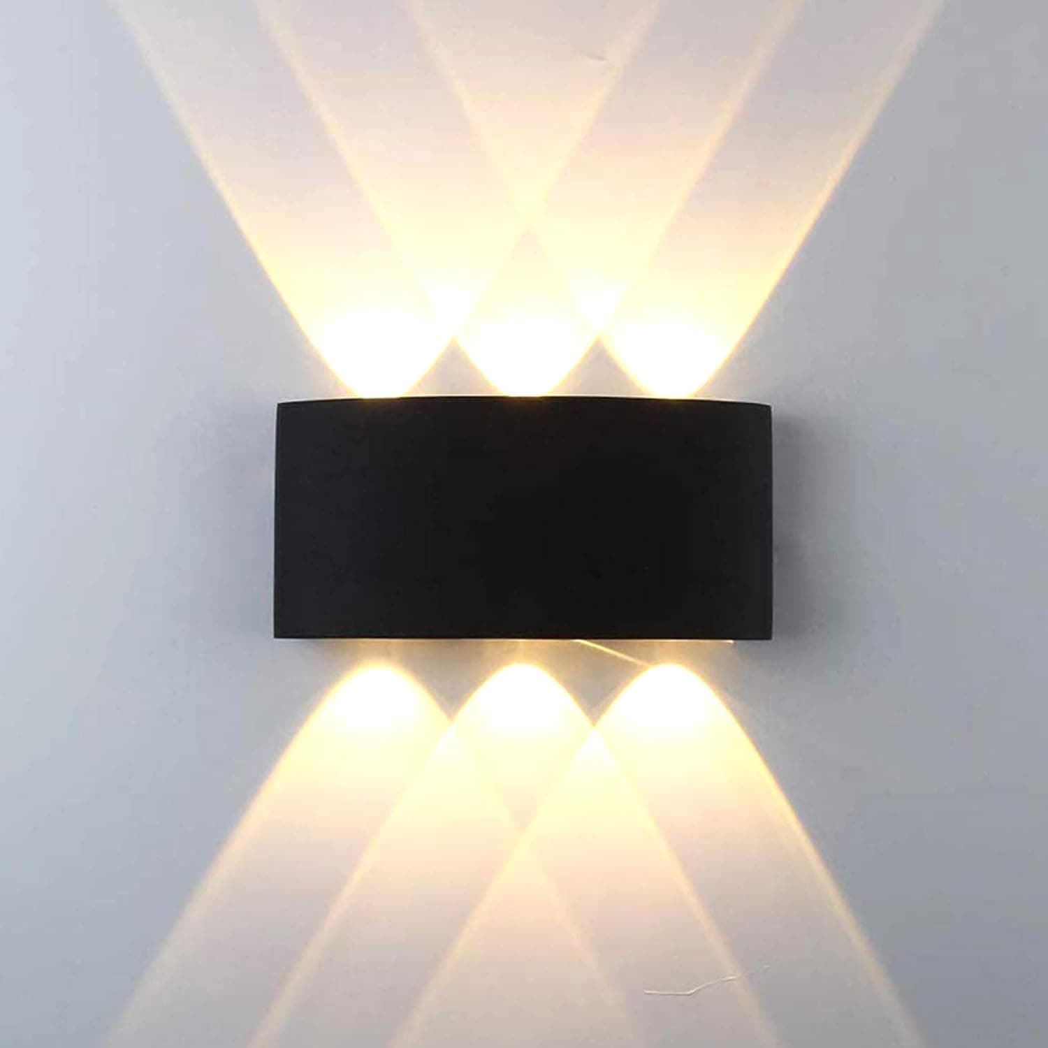 ECOMAX Aluminum Waterproof LED Wall Lamp (Black, 3000K)
