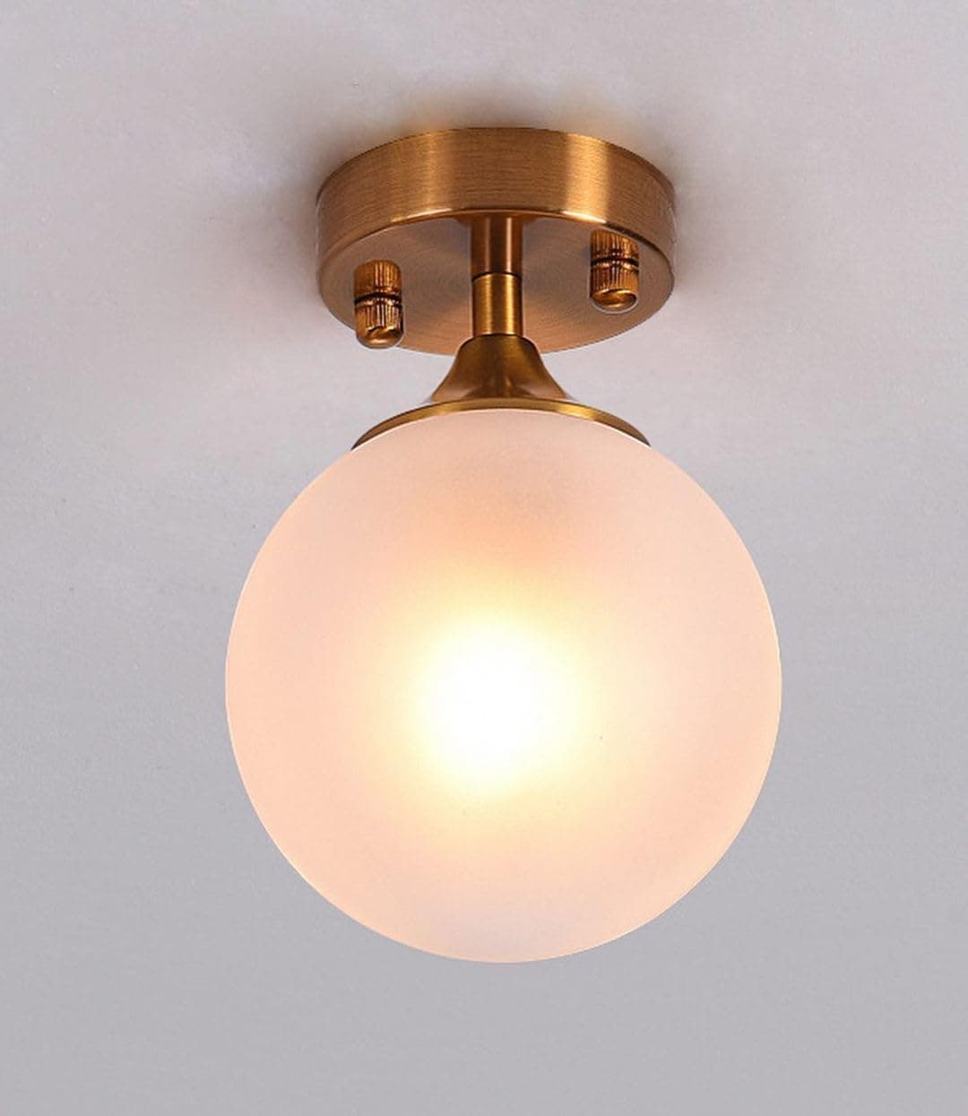 Modern Glass Ceiling Lamp__ Gold Accents__ Glass Color White__ by Mishkah Lighting