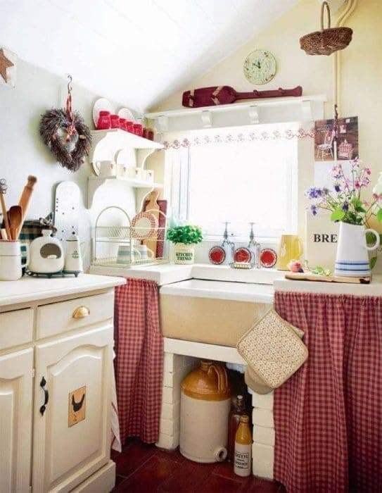 Plaid Country Rustic Under Sink Valance for Kitchen, Polyester, Easy Install