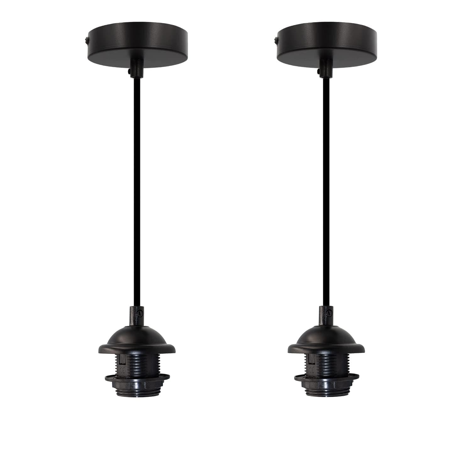 Mishkah Lighting Vintage Pendant Lights Set, Modern DIY Ceiling Pendant Lights, Adjustable Lamp Socket for Umbrella, Bedroom, Bar, Black, 2 Pack, 1.20M