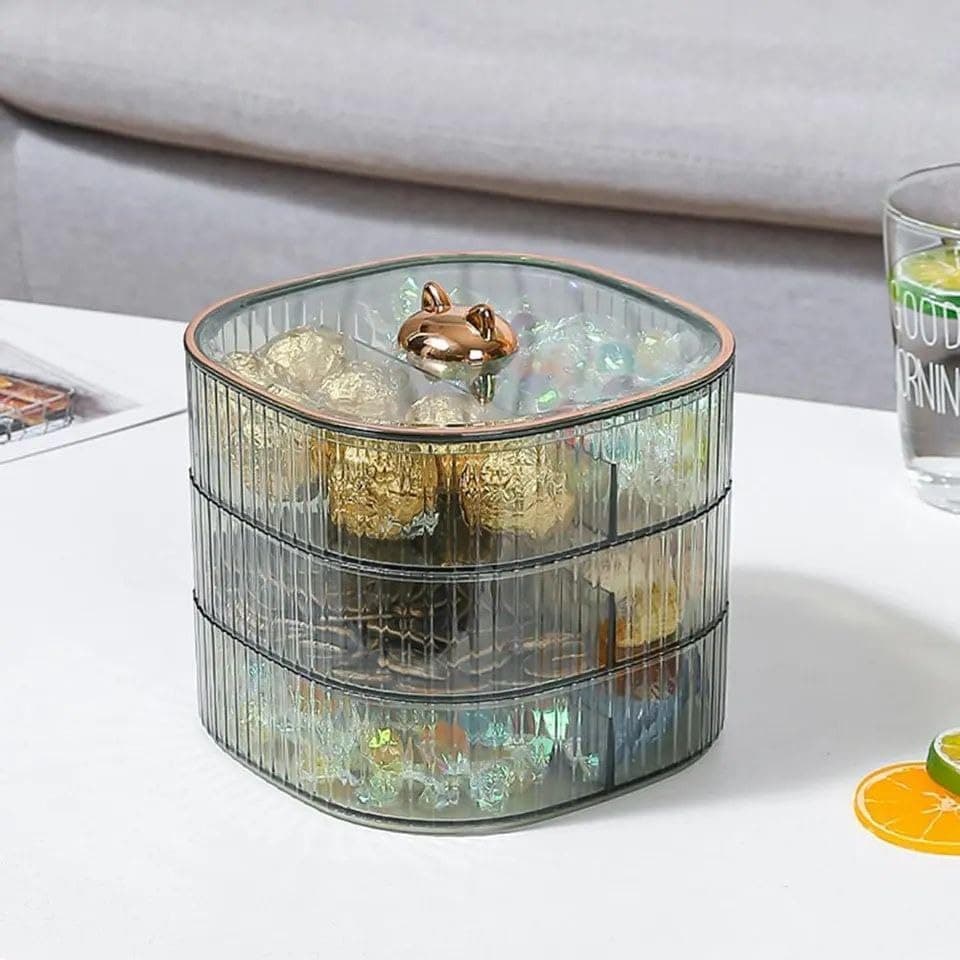 Acrylic Candy and Nut Serving Tray with 3 Levels and Lid