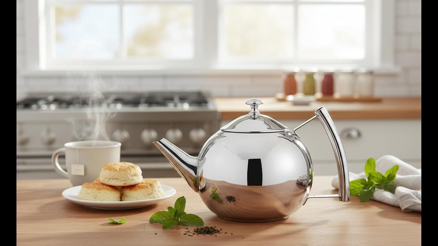Stainless Steel Tea Kettle with Infuser, 2L Capacity