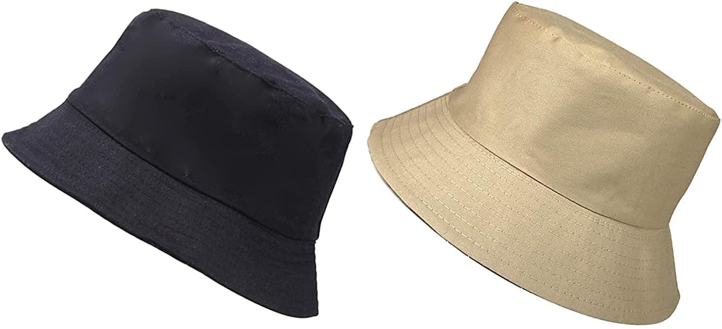 cotton Unisex bucket hat, 2-pack, size L - black beige
