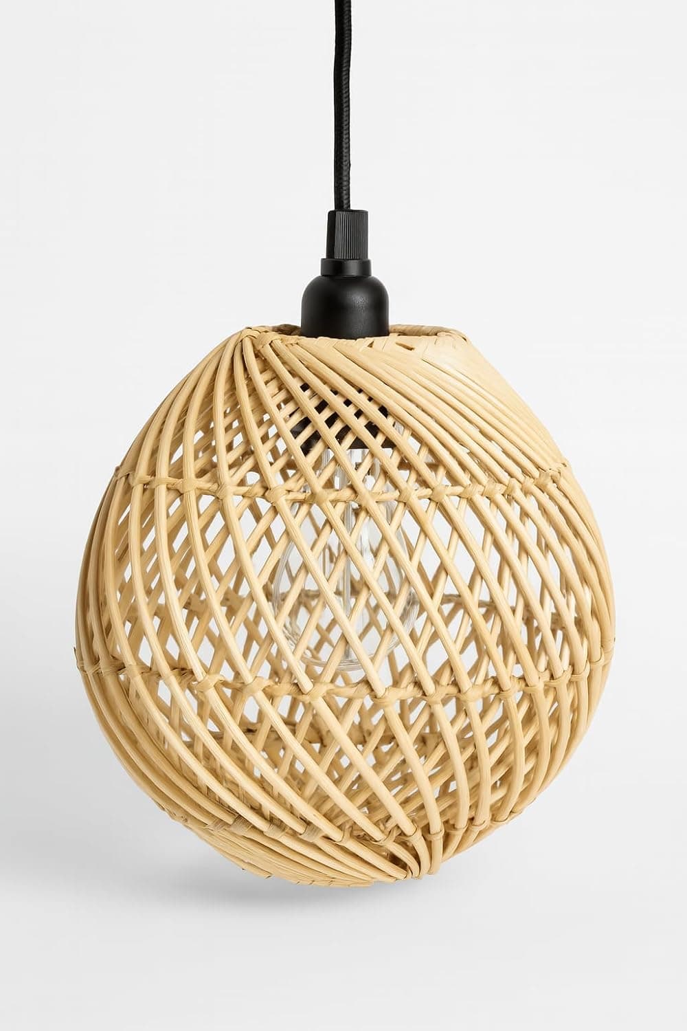 Mushkah Lighting Natural Wicker Ball Hanging Lamp - 30x20cm