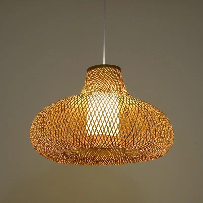 Mushkah Lighting Organically Woven Bamboo Rustic Hanging Lamp__ 50cm