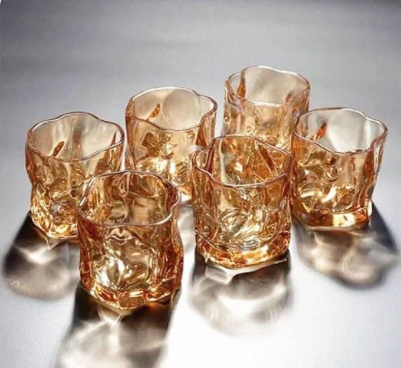 Crystal glass cup set, juice glasses, milk glasses, cocktail glasses, tea and coffee glasses (clear honey) (6)