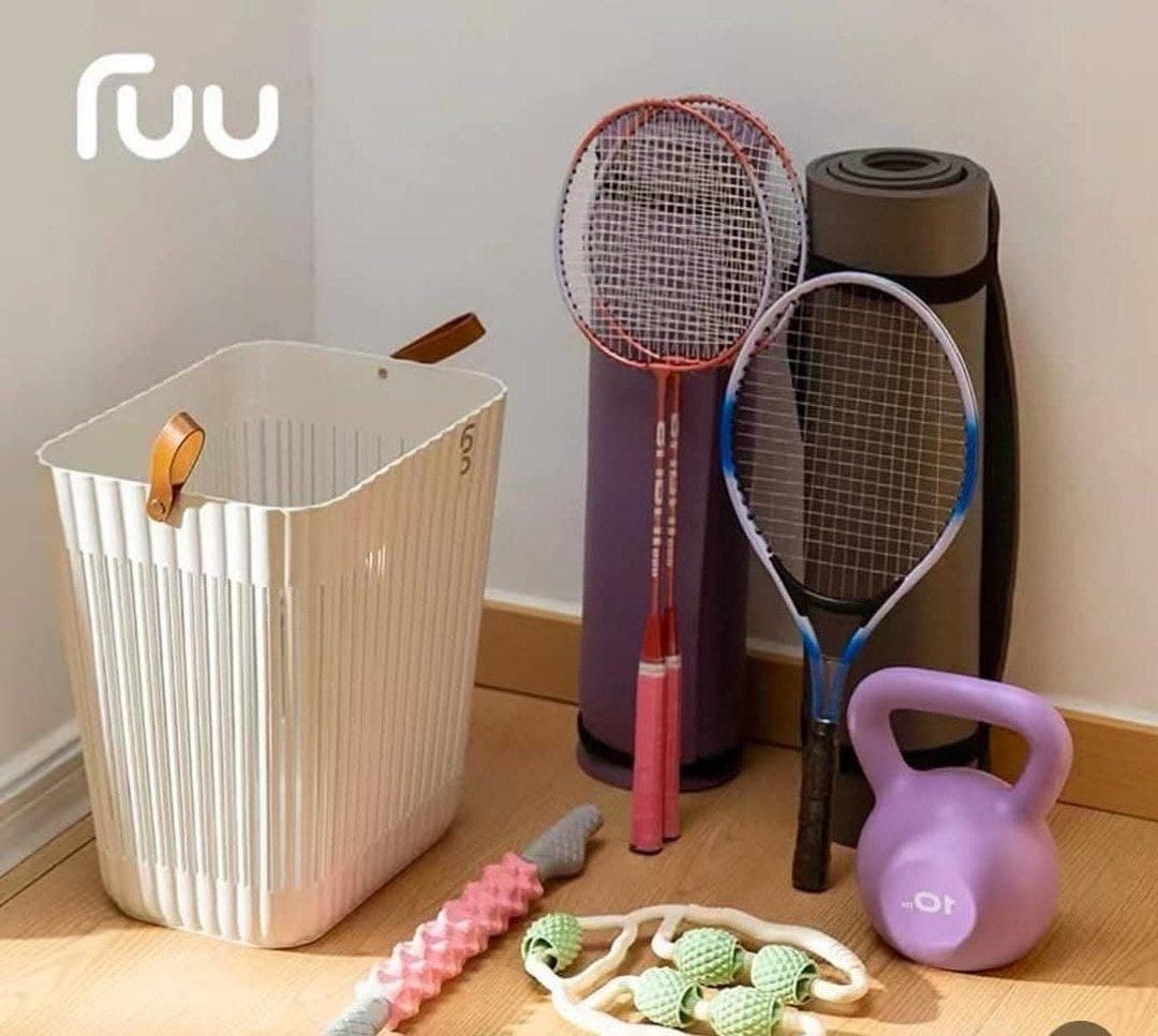 High-Quality Flexible Leather Hand Wash Basket | 30L Capacity, White, Plastic, Jumbo Size 28x37x41cm