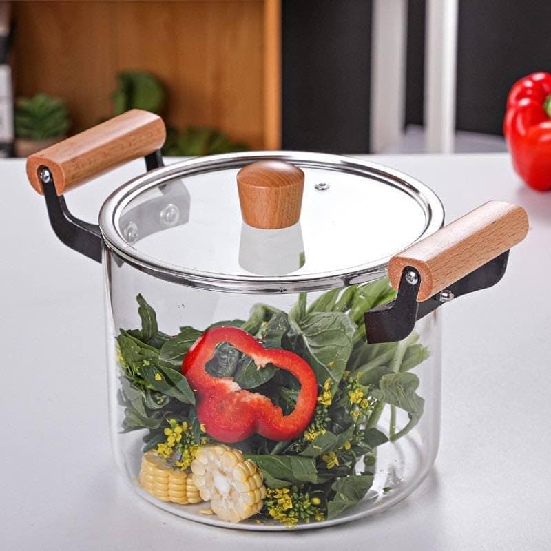 Pyrex Glass Cooking Pot 3200ml - Clear Heat-Resistant Cookware