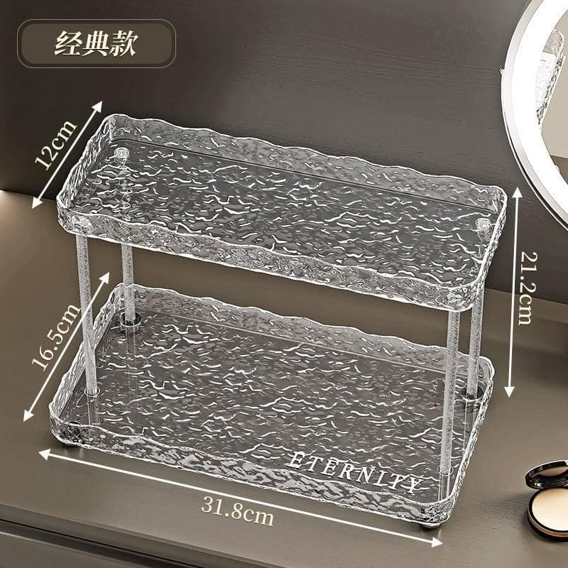 Clear Acrylic 2-Tier Break-Resistant Stand with Stainless Steel Legs