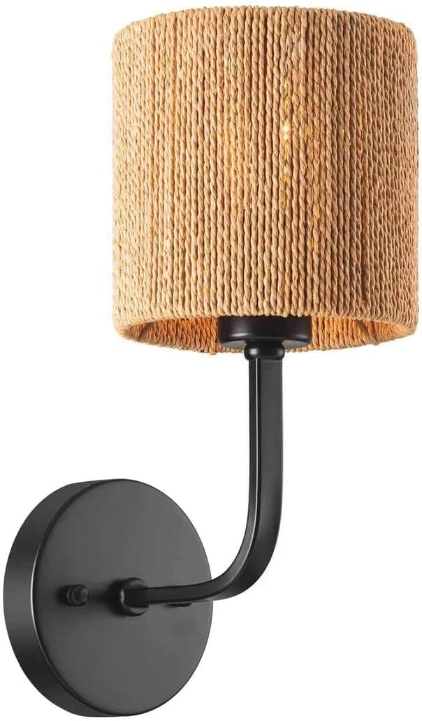 Mushkah Lighting Rustic Wall Lamp with Woven Shade