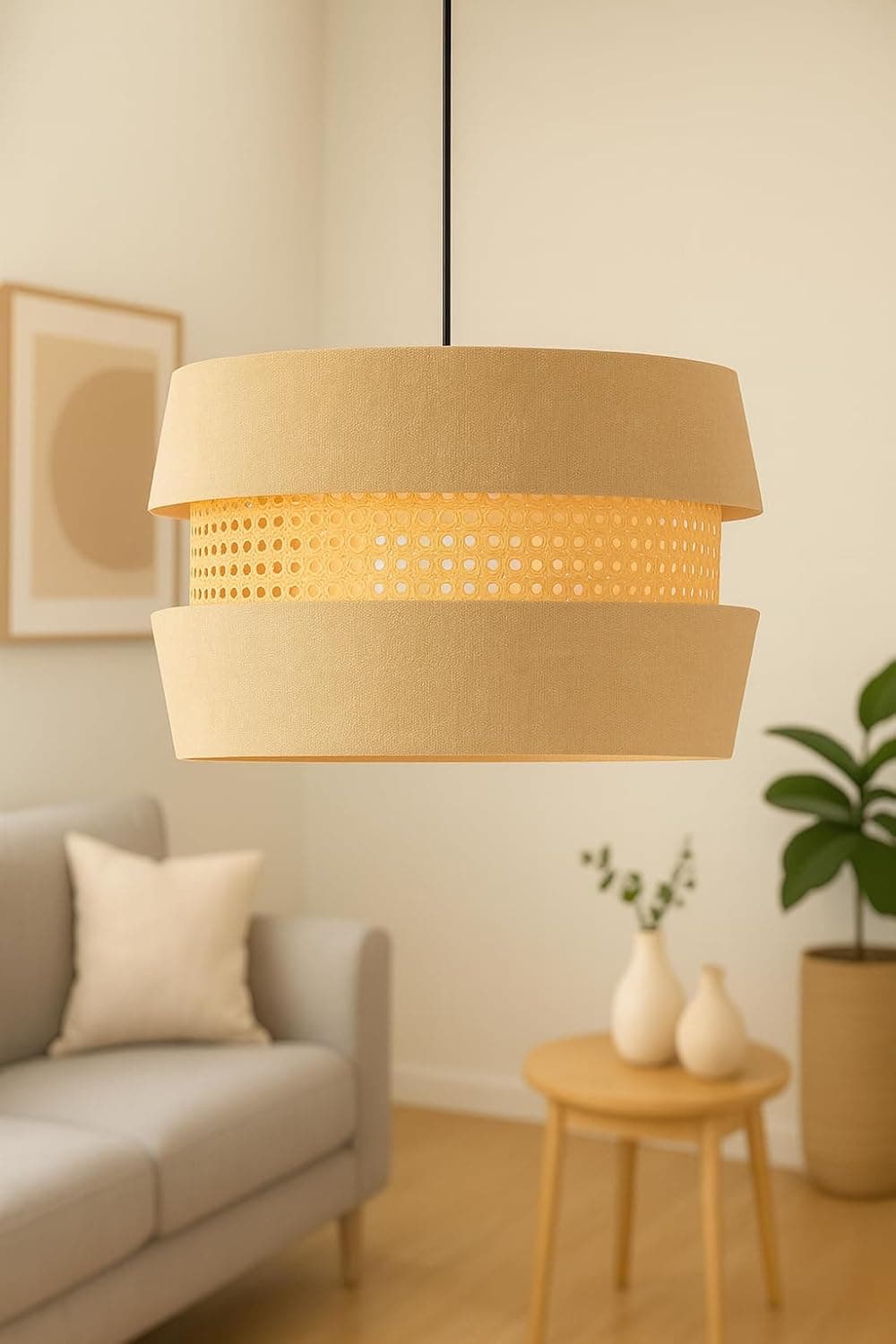 Mushkah Lighting Beige Modern Hanging Chandelier__