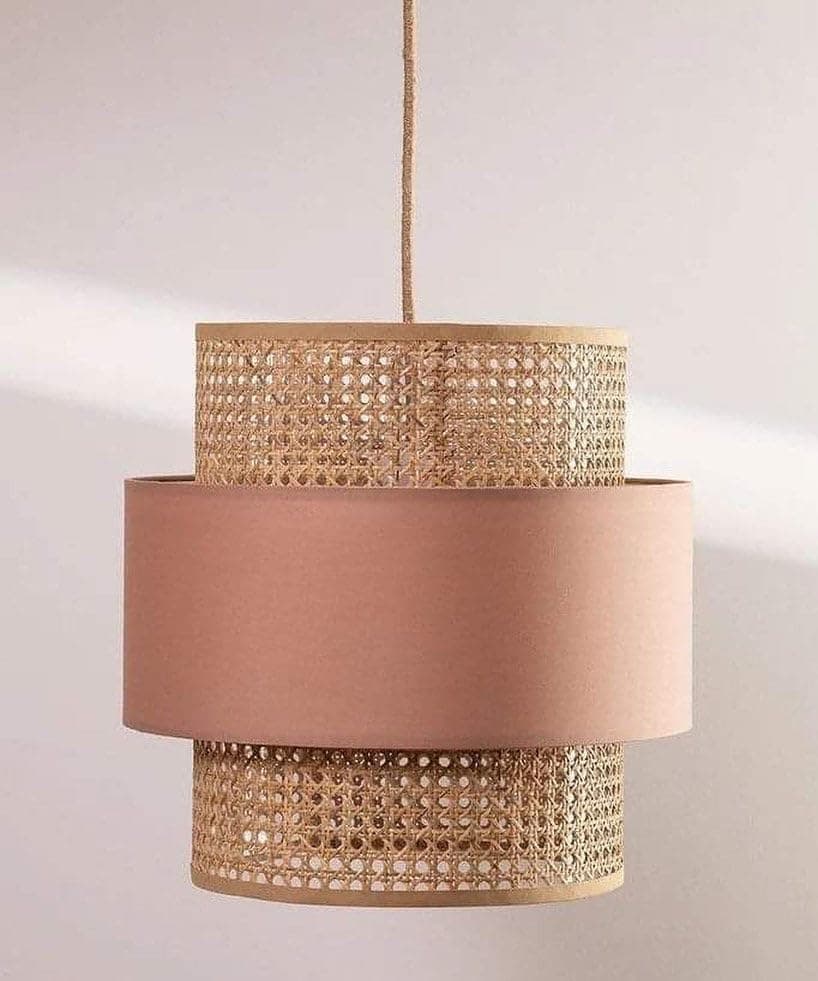 Meshkah Lighting Rustic Woven Hanging Pendant Lamp - Beige Clay, Ambient Light