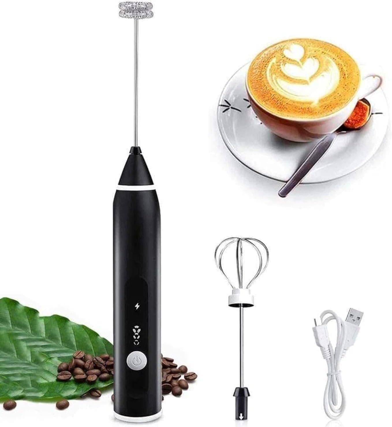 USB Rechargeable Milk Foam Machine with 3 Speeds and Stainless Steel Whisk