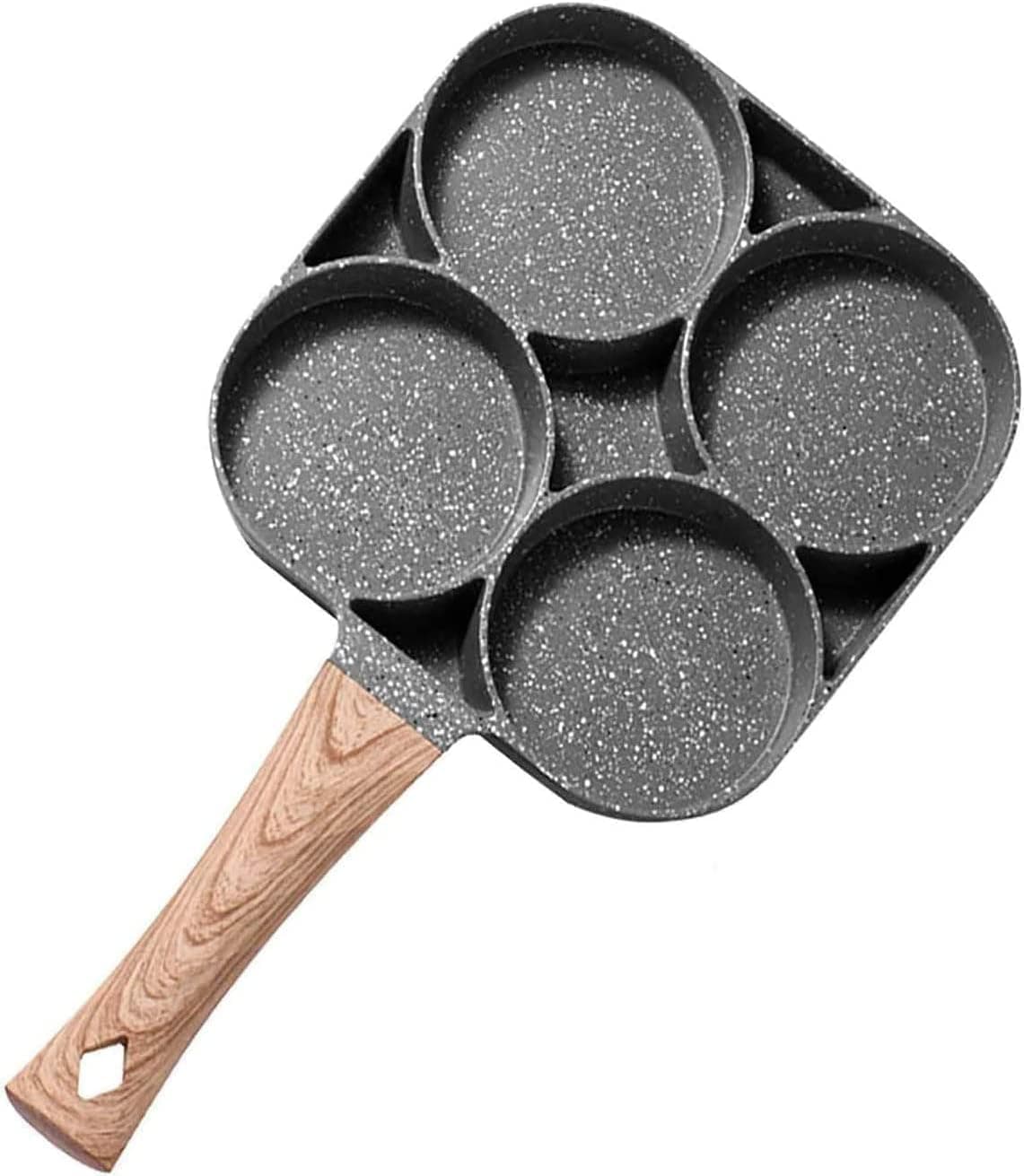 Granite Pancake Pan 4x1 | Non-Stick | Wooden Handle | Black | 0.15kg Capacity