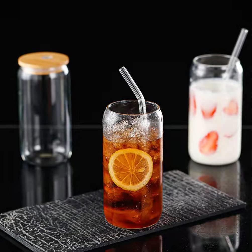 400ml Clear Glass Thermal Mug with Bamboo Lid - Leak Proof, Transparent - Hot/Cold Drinks
