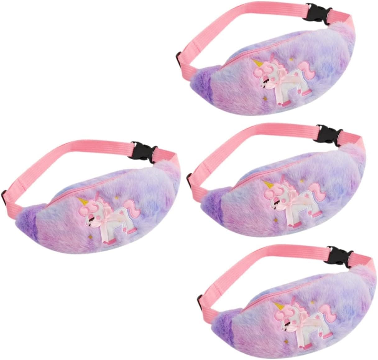 VALICLUD Purple Plush Unicorn Waist Bag with Adjustable Strap