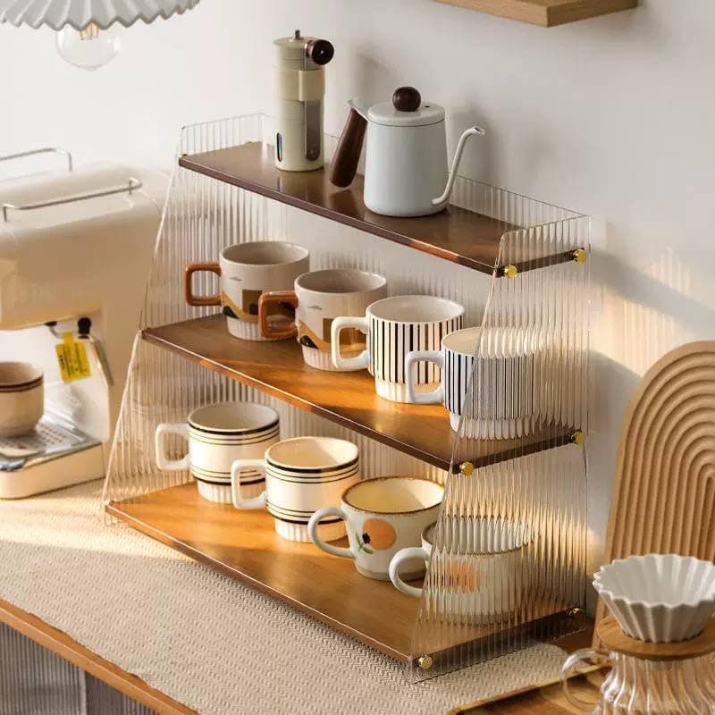 Generic Kitchen Rack Stand - Large Capacity, Stylish Northern European Design - Mug Holder, Home Storage - Wooden, Disassemblable - 21x51x40 cm