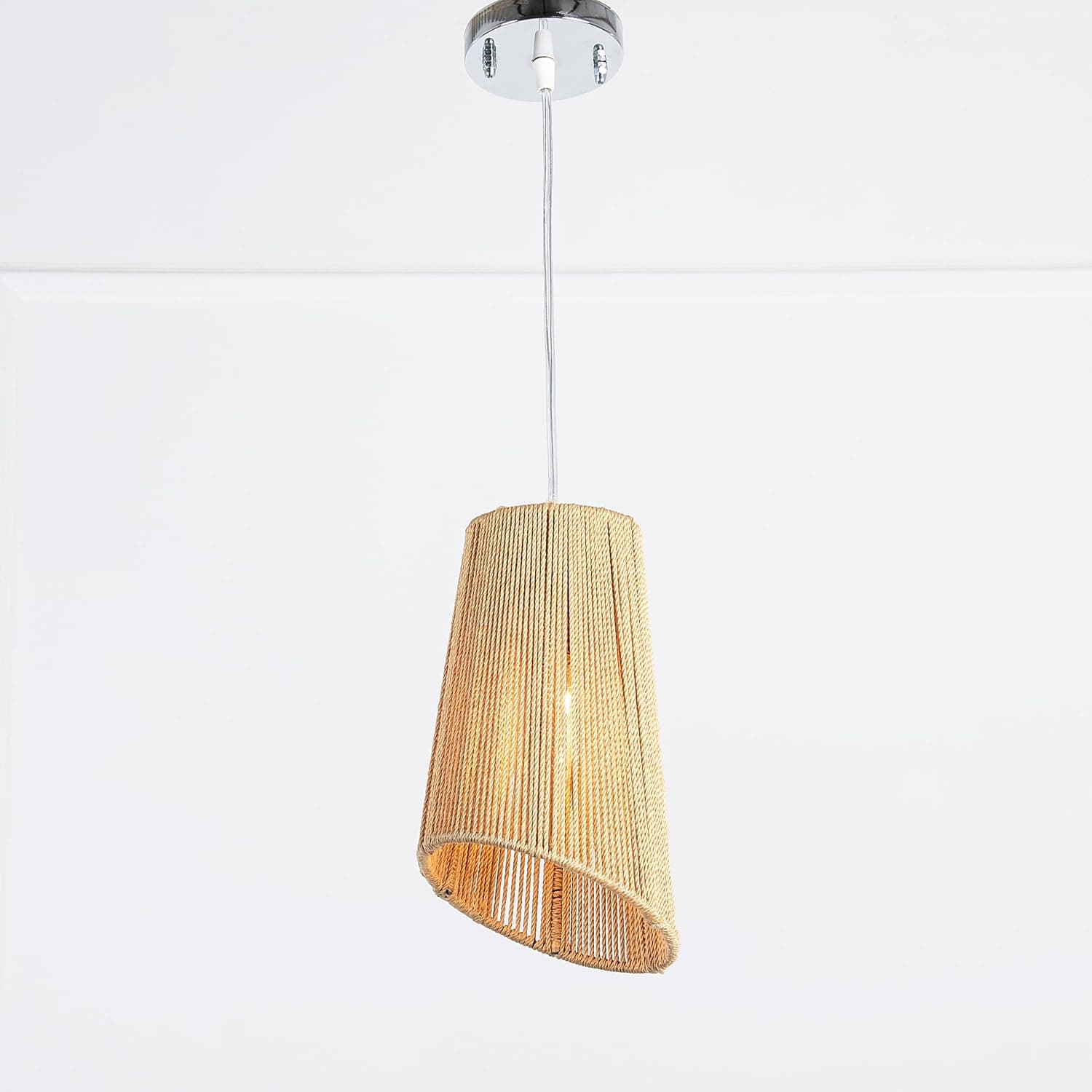 Generic Boho Style Beige Burlap Pendant Light Fixture