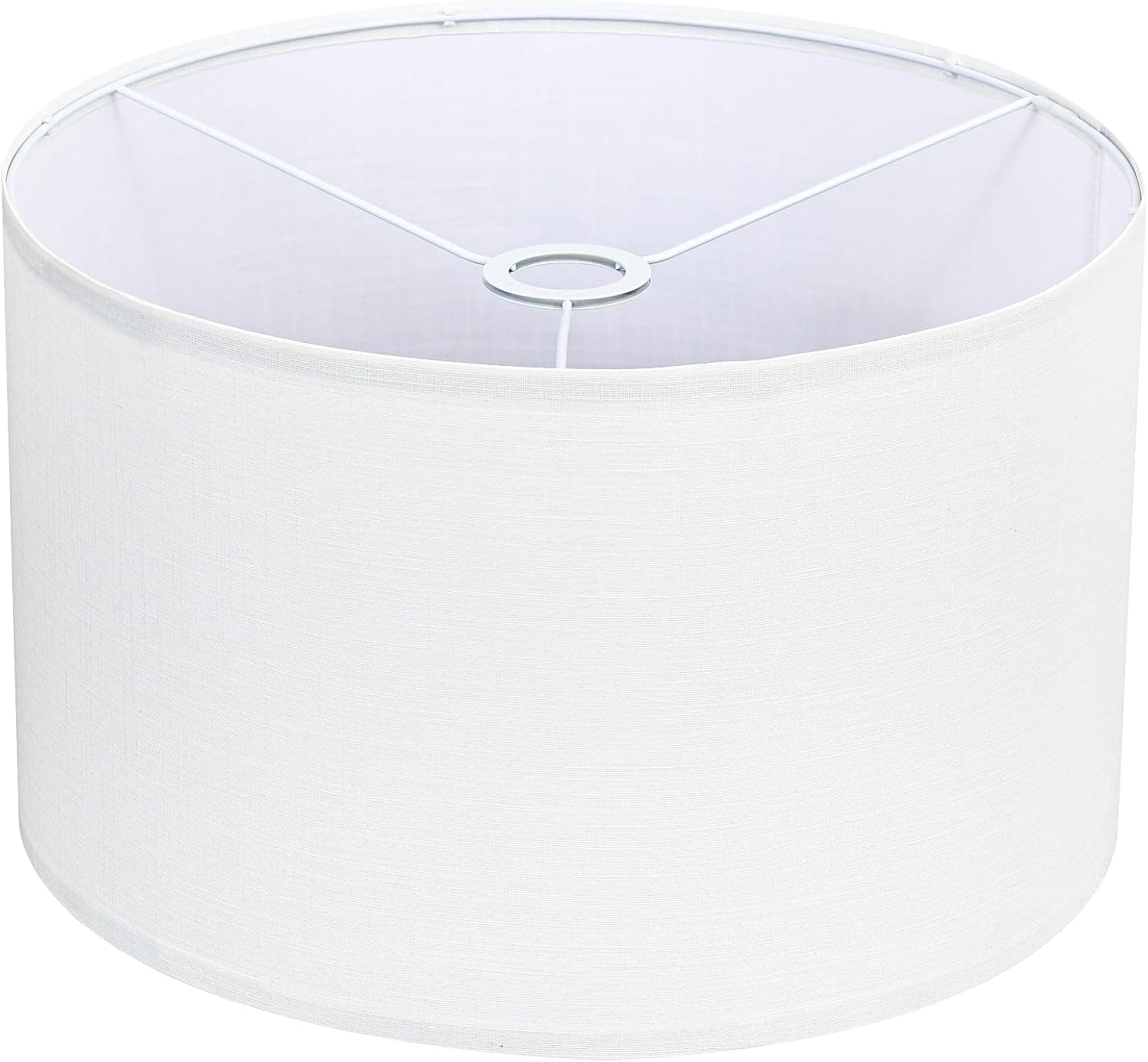 White Drum Lamp Shade 16" Top x 16" Bottom x 10" High, Large Linen Lampshades for Table Lamps & Floor Lamps, Cylindrical Lamp Shade Replacement with 3 Adapter Rings, Easy to Assemble