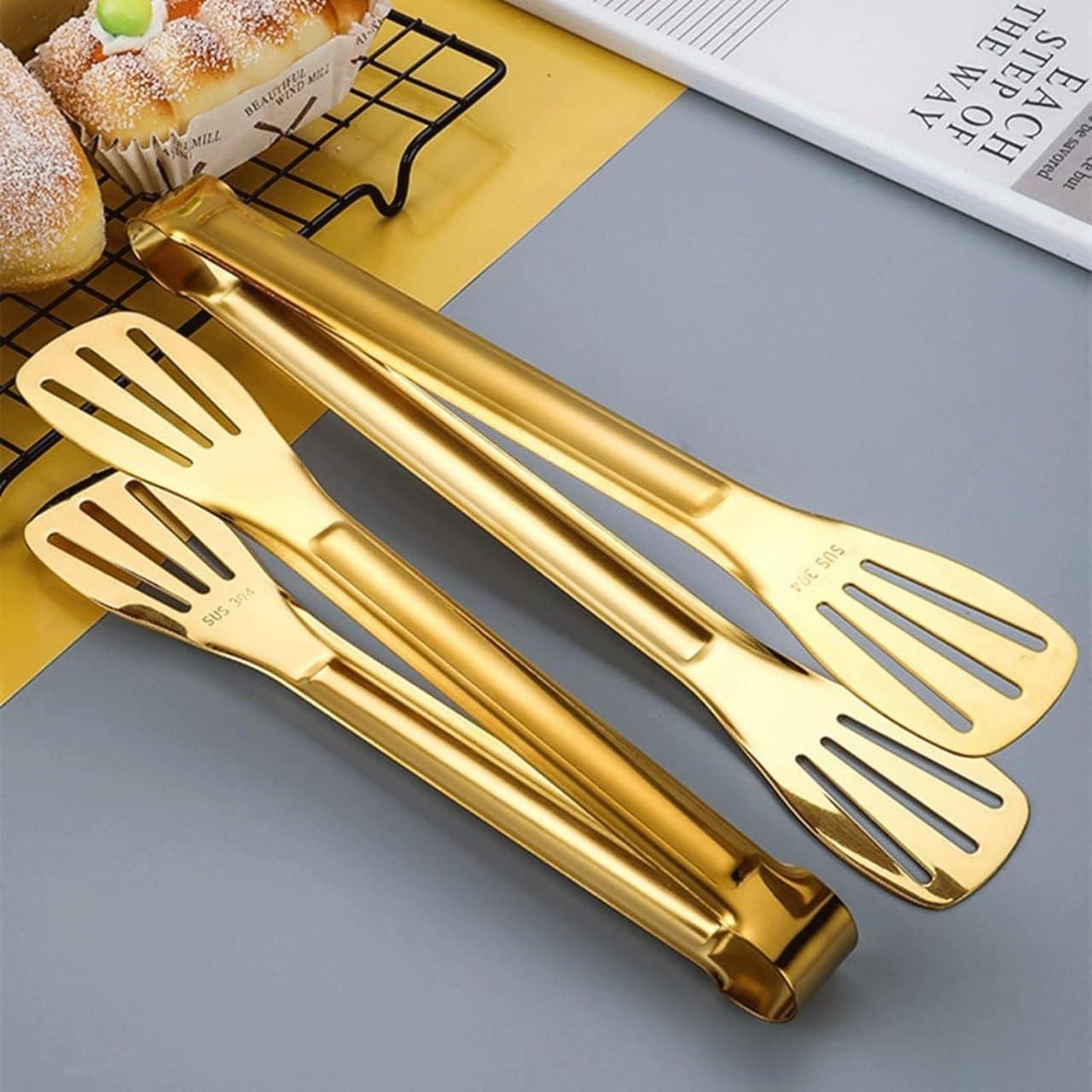 Gold Handle - Imported Gold Product - Rust Free - for Cooking and Serving - Size 34 cm - Colorfast - Practical and Elegant - For All Foods