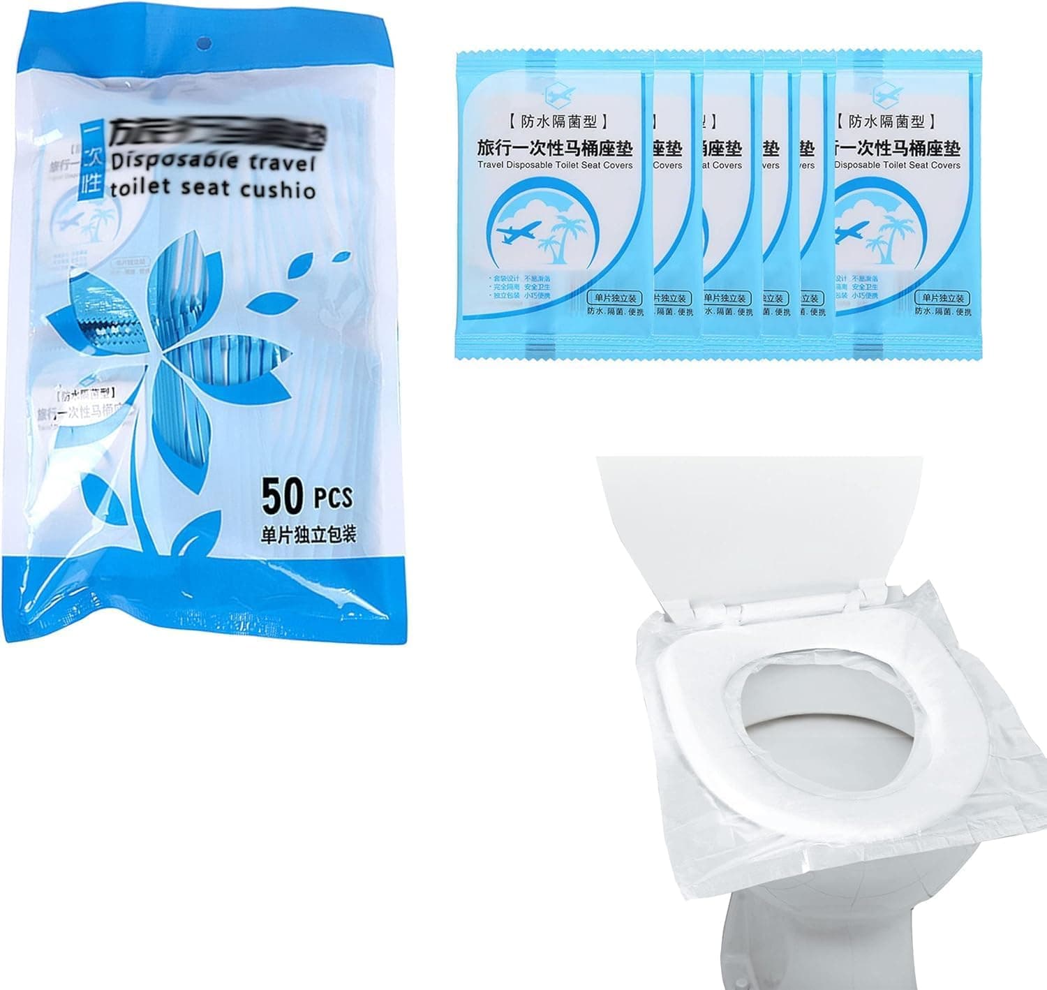 Disposable Travel Toilet Seat Cushion - Waterproof & Portable - Pack of 50