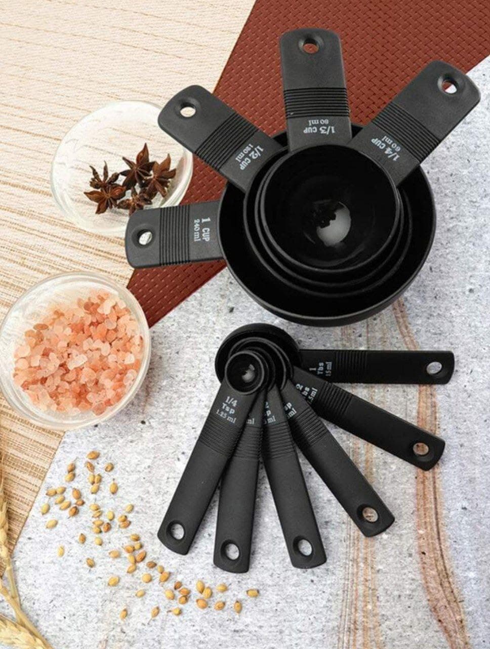 Measuring Cups Set - 10 in 1 Plastic Spoon and Cups for Accurate Ingredient Measurements in Baking and Cooking