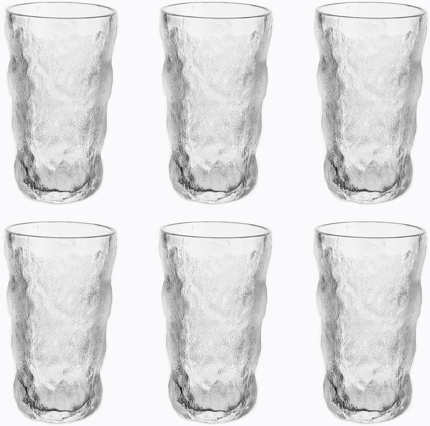Glacier Glass Cup Set of 6 Cups for Celebration Birthday Party (Color:Grey)