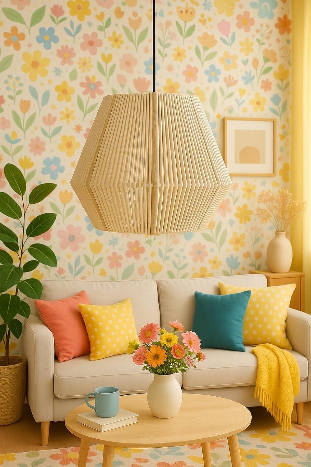 نجفة معلقة بتصميم هندسي من الحبال الطبيعية _ من مشكاه لايتنج