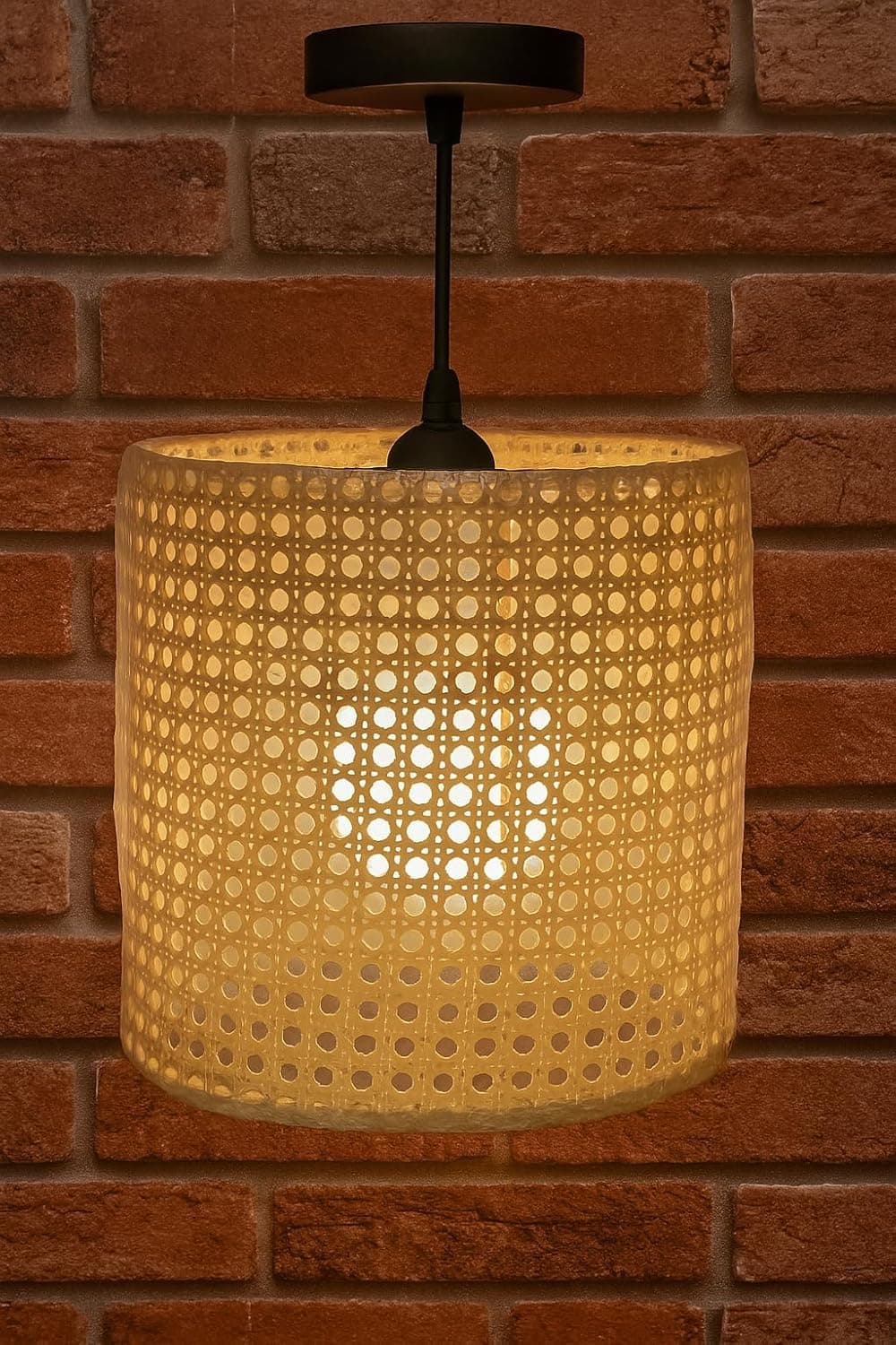 Meshkah Lighting Natural Wicker Hanging Pendant Lamp - Beige Clay - 25x25cm