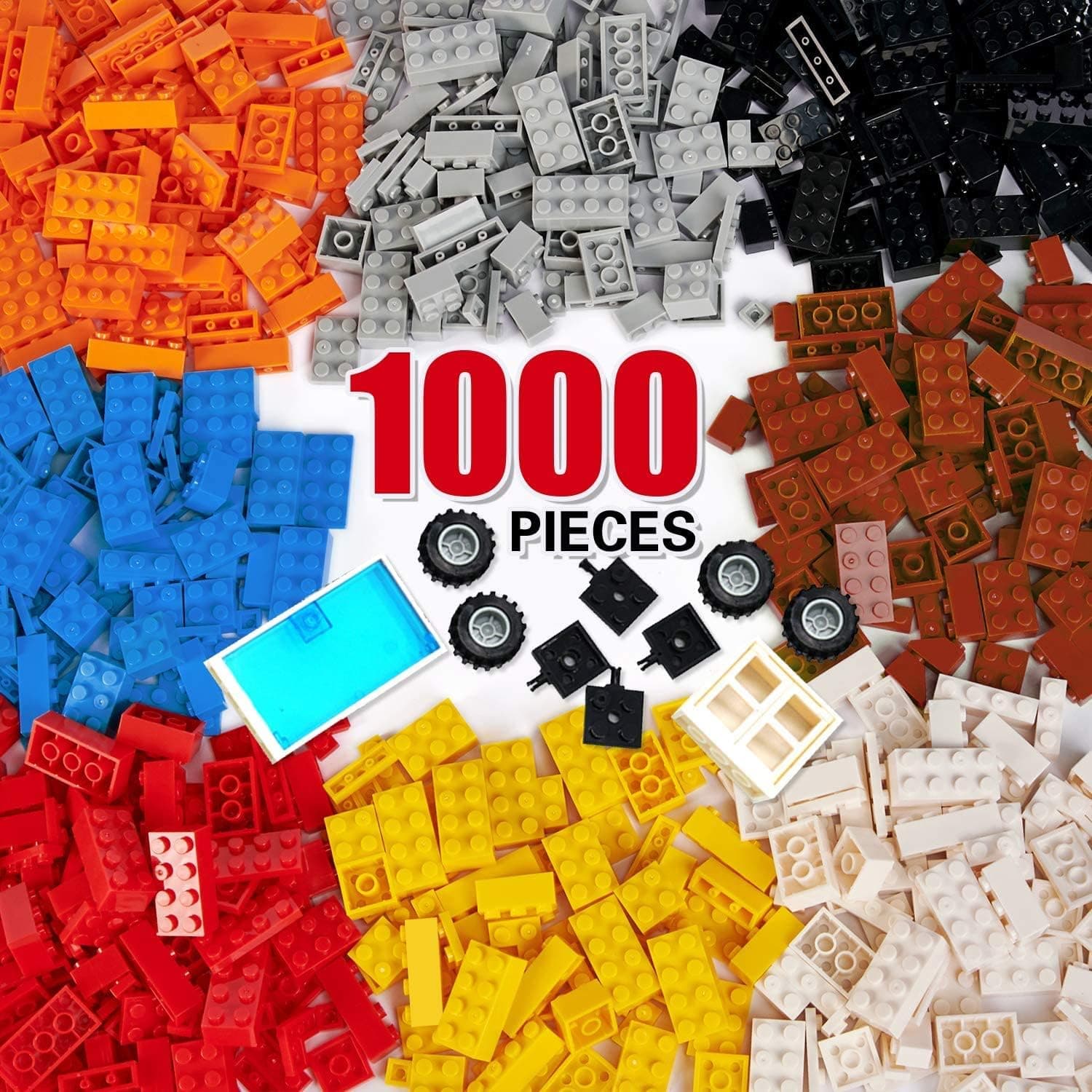 مكعبات بناء بلاستيك كلاسيكية من هيومي، 1000 قطعة، للأطفال من 4 إلى 6 سنوات - متعدد الألوان